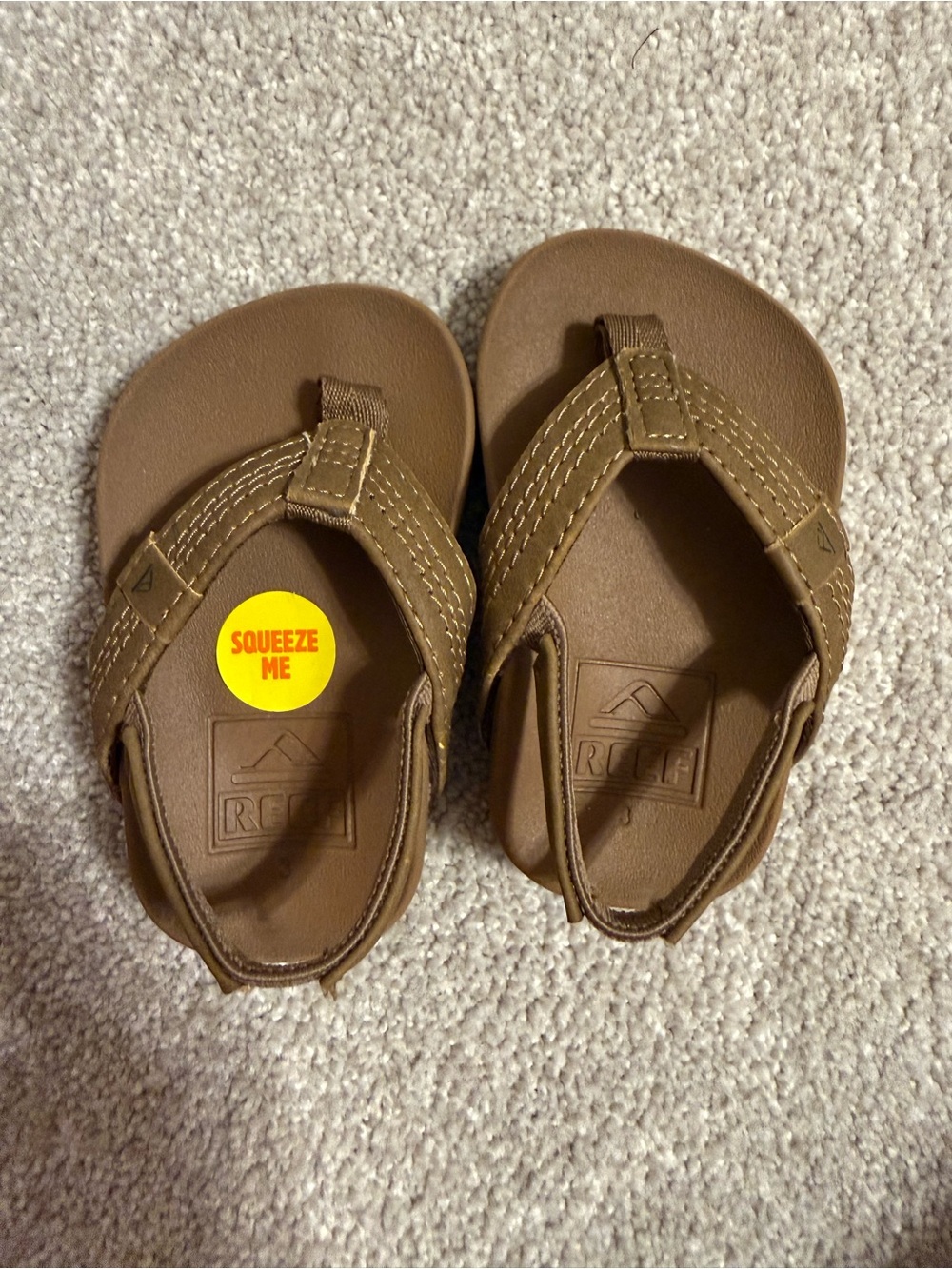 Reef Kids Brown Leather-Look Flip Flop Sandals